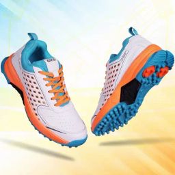 Aivin Men's Hit-Man White & Orange Cricket Shoes-image-71