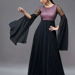 Miss Chase Black & Lavender Embellished Casual Dress-image-59
