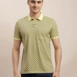 Turtle Yellow Slim Fit Printed Polo T-Shirt-image-92
