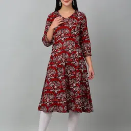 Cantabil Maroon Cotton Printed Kurta-image-17