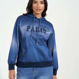 Styli Blue Printed Hoodie-image-100