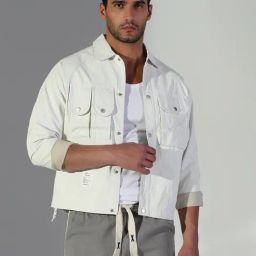 Showoff Off White Regular Fit Shacket-23