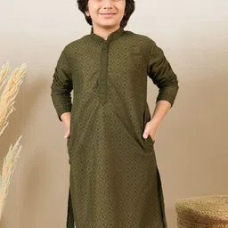 YK Boys Cotton Embroidered Chikankari Kurta-16