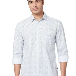 Parx Green Cotton Classic Fit Printed Shirts-image-48