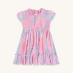 Pantaloons Junior Pink & Blue Cotton Over Dyed Dress-picture-2