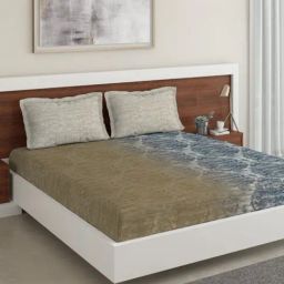DDecor Classic Abstract Brown & Navy 180 TC Cotton Double Bedsheet with 2 Pillow Covers-37