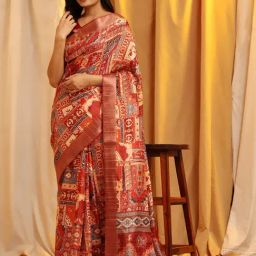 Silk Land Multicolor Silk Woven Banarasi Saree With Unstitched Blouse-picture-7