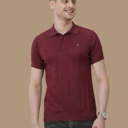 Linen Club Red Linen Contemporary Fit Striped Polo T-Shirt-image-24