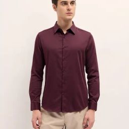 The Bear House Purple Cotton Slim Fit Shirt-10