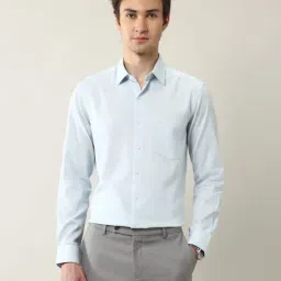 Arrow Blue Cotton Slim Fit Self Pattern Shirt-picture-38