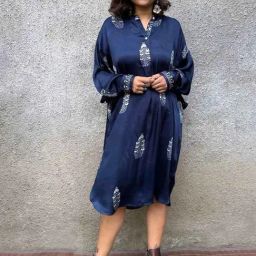 Chidiyaa Blue Gypsy Heart Margot Modal Silk Dress-image-6