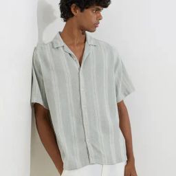 ETA by Westside Sage Stripe Printed Relaxed-Fit Cotton Shirt-image-98