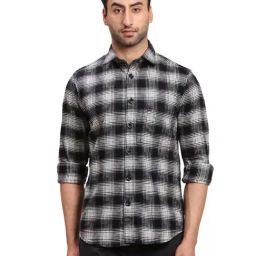 Colorplus Black Regular Fit Checks Shirt-image-48