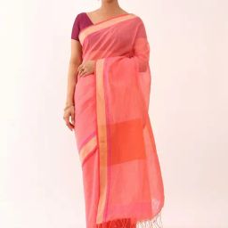 Taneira Peach Woven Saree With Unstitched Blouse-picture-48