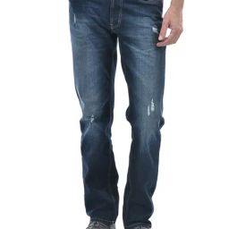NUMERO UNO Dark Blue Faded Mid Rise Regular Fit Solid Stretchable Jeans-image-31