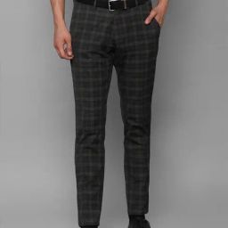 Louis Philippe Sport Grey Slim Fit Checks Trousers-image-11