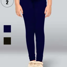 Lyra Kids Blue & Pitch Black Skinny Fit Leggings (Pack of 2)-image-32