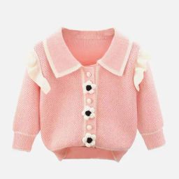 Little Surprise Box Pink Applique Full Sleeves Cardigan-image-92