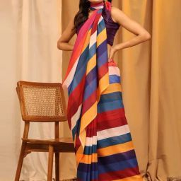 Silk Land Multicolor Silk Striped Saree With Blouse-picture-7