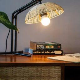 Freedom Tree Raffin Wicker and Metal Table Lamp-15