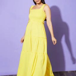 Globus Yellow Regular Fit Maxi Dress-image-49
