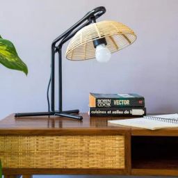Freedom Tree Raffin Wicker and Metal Table Lamp image 3