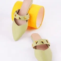 The White Pole Women's Olive Mule Shoes-image-99