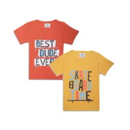 Vimal Jonney Kids Yellow & Red Printed T-Shirt (Pack of 2)-image-77