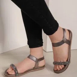 Shezone Women's Grey Ankle Strap Sandals-image-17