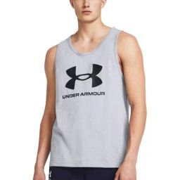 Under Armour Grey Cotton Slim Fit Logo Printed Tank Tee-picture-32