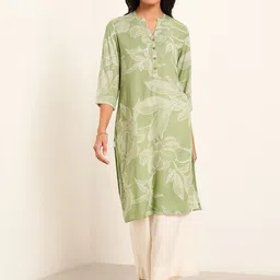 RANGMANCH BY PANTALOONS Floral Printed Mandarin Collar Straight Kurtas-picture-43
