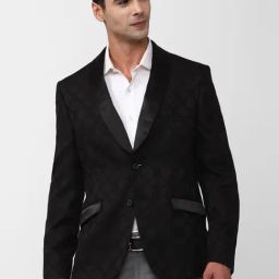 V Dot Black Skinny Fit Blazer-image-35