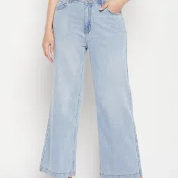 MADAME Light Blue Denim Flared Fit Mid Rise Jeans-image-80