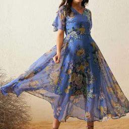 Rare Blue Printed Maxi Dress-image-45
