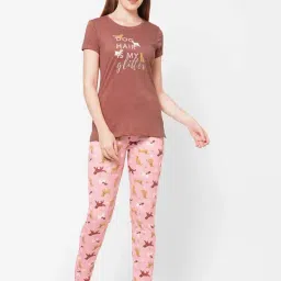 Sweet Dreams Pink Cotton Printed T-Shirt Pyjamas Set-picture-31