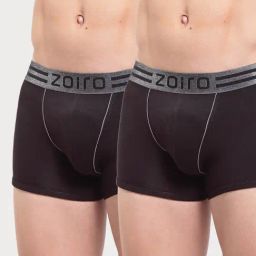 Zoiro Black Regular Fit Trunks - Pack Of 2-image-0