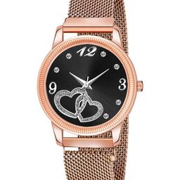 Gopal Shopcart Unisex Embellished Analogue Watch Csamon_25_Rose gold_black Dial-image-45
