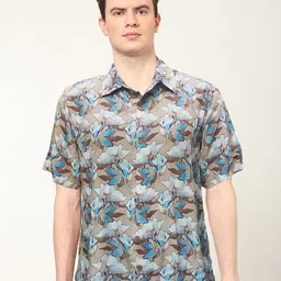 YASH GALLERY Men Spread Collar Floral Printed Casual Shirt-image-67