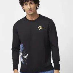 Spykar Black Slim Fit Printed Sweatshirt-image-23