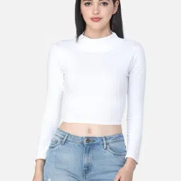 Scorpius White Regular Fit Crop Top-image-12