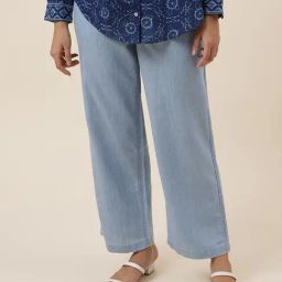 Fabindia Light Blue Cotton Regular Fit Mid Rise Pants-picture-39