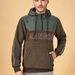 Urban Ranger by Pantaloons Olive Regular Fit Colour Block Hooded Jacket-picture-12