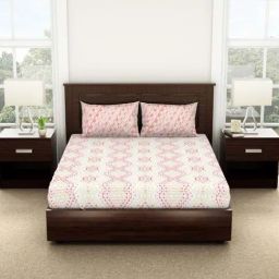 Spaces Peachskin Cotton 144 TC Double Bed Sheet With Pillow Covers-image-87