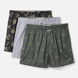Columbia Men Grey PFG Printed Woven Boxers Pack of 3-image-3
