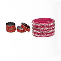 SOMIL Set Of 8 Red Glass Artificial Stones Bangles-picture-9