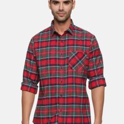 Don Vino Red Slim Fit Check Shirt-picture-10
