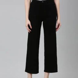 SHOWOFF Black Denim Flared Fit Mid Rise Jeans-image-36