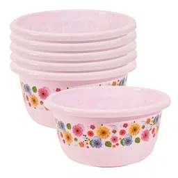 Kuber Industries Pink & Blue 6 Pieces Floral Printed Bath Tubs 40 L Each-4