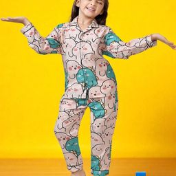 Club96 Cream Cotton Blend Printed Night suits-image-115