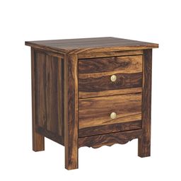Amazon Brand - Solimo Mehraab Bedside Table with Two Drawers (Solid Sheesham Wood, Natural Finish) image 4